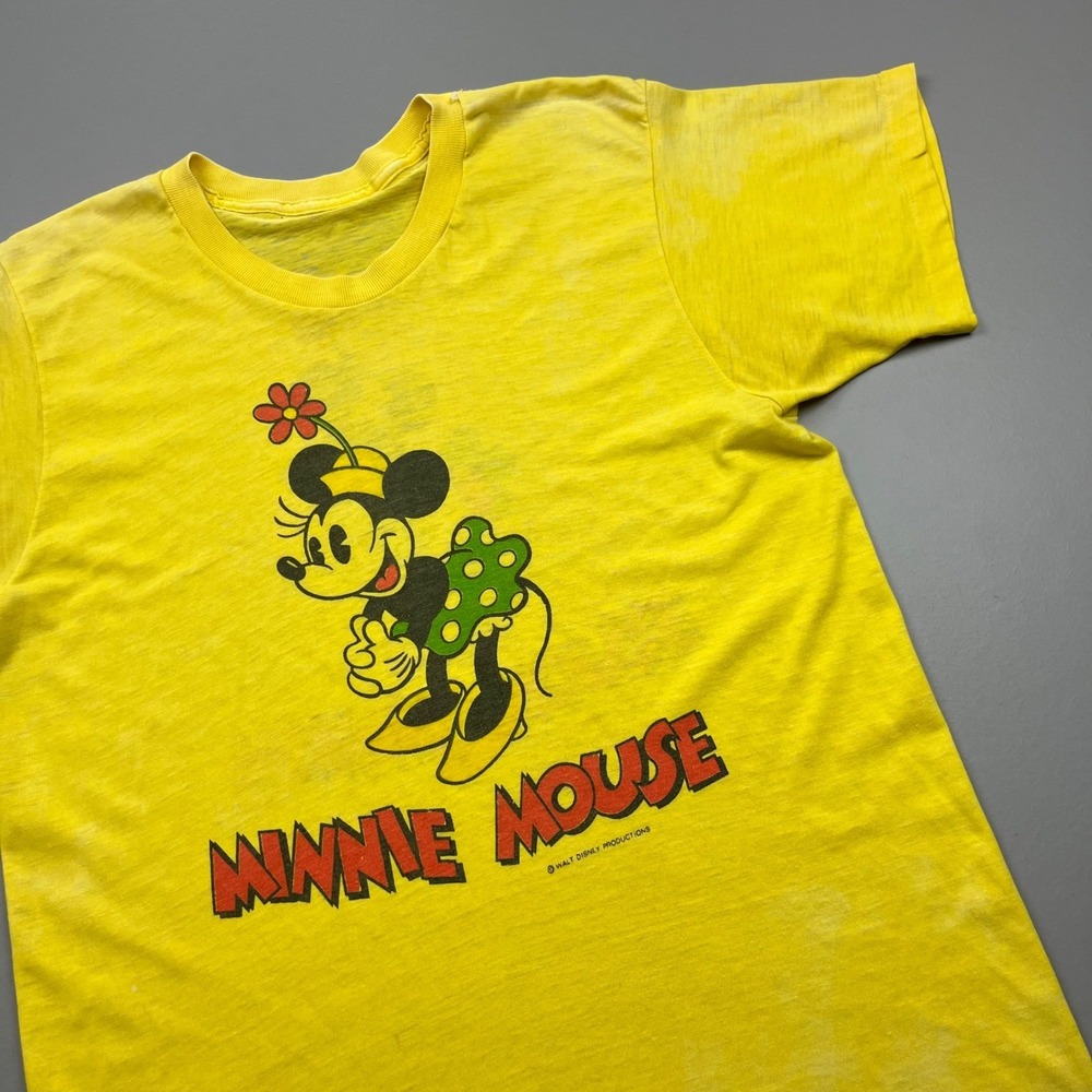 Disney T-Shirt Mens S Yellow Minnie Mouse Vintage Single Stitch Graphic 70s 80s
